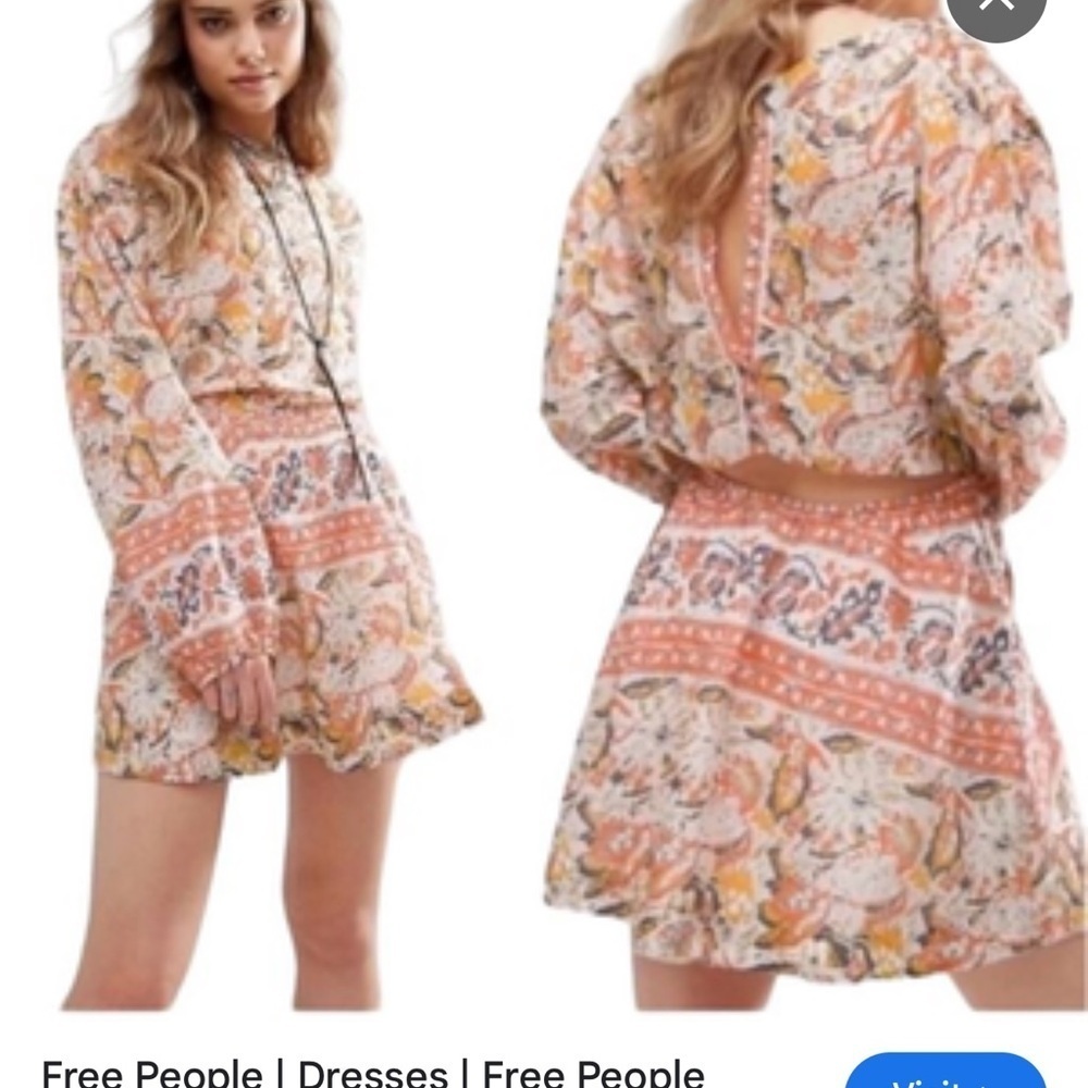 NWT Free People Sun Print Cut Out Dress Size Medium